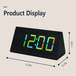 EMAF termometro igrometro decorazione per la casa in legno scrivania tavolo triangolo orologio da tavolo umidità Display temperatura RGB digitale sveglia - Product Image 5