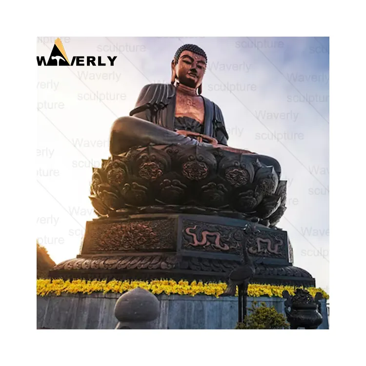 Su misura per esterni artigianato in metallo gigante in ottone antico bronzo Gautam seduto statua di Buddha scultura