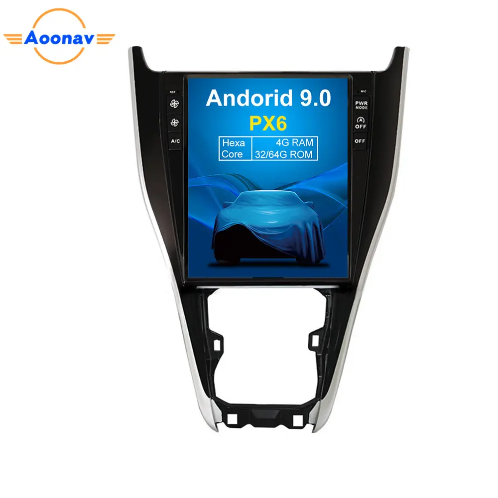 Rádio multimídia automotivo aoonav, rádio automotivo com sistema android 9.0, navegação por gps, para toyota harrier 2013-2018