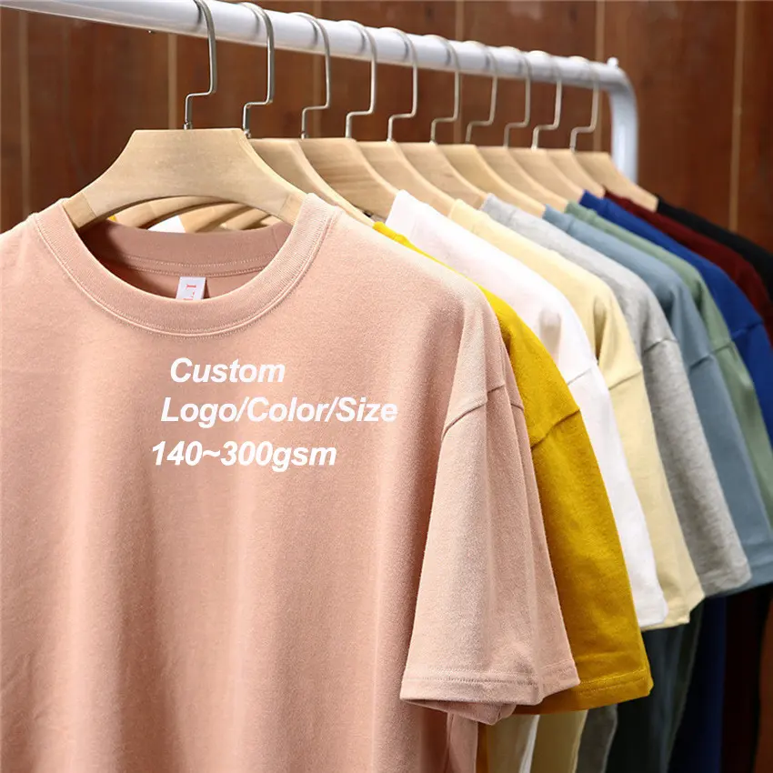 Algodón de calidad de primera clase, logotipo personalizado para hombres, camiseta personalizada con estampado, Camiseta lisa de gran tamaño