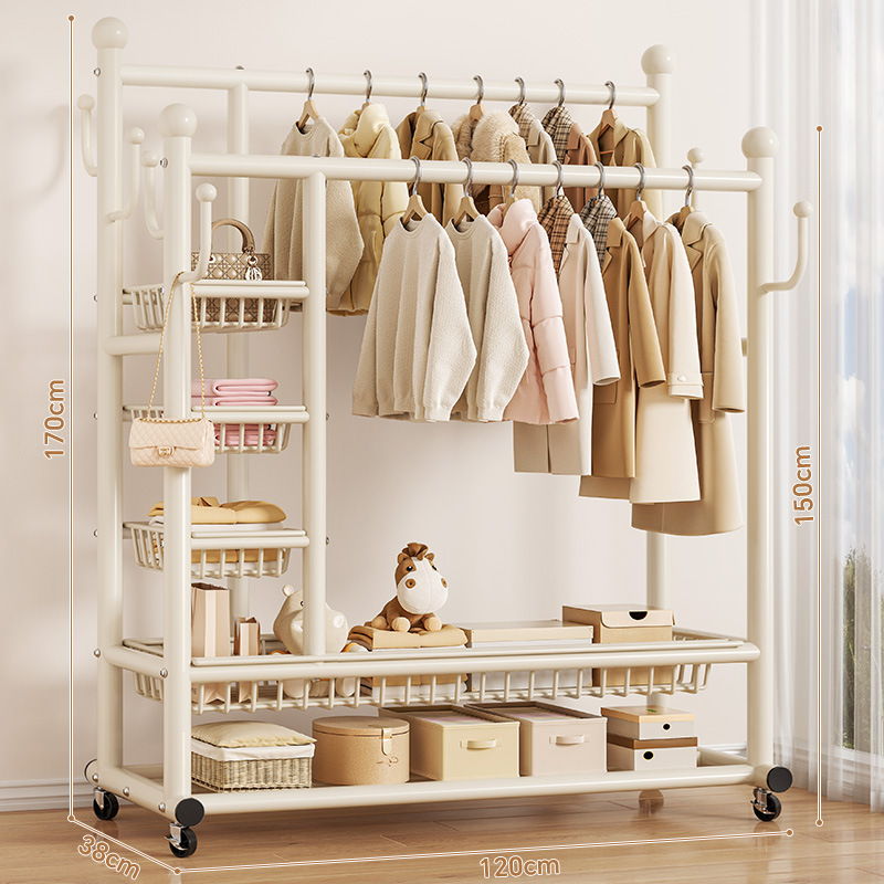 blanc crème-120 cm-double tige-maille latérale à trois niveaux de grande capacité