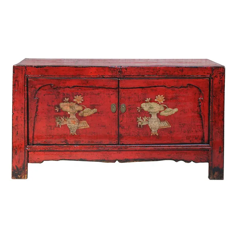 Chino antiguo pintura de la mano de muebles de madera lacado Mongolia del gabinete