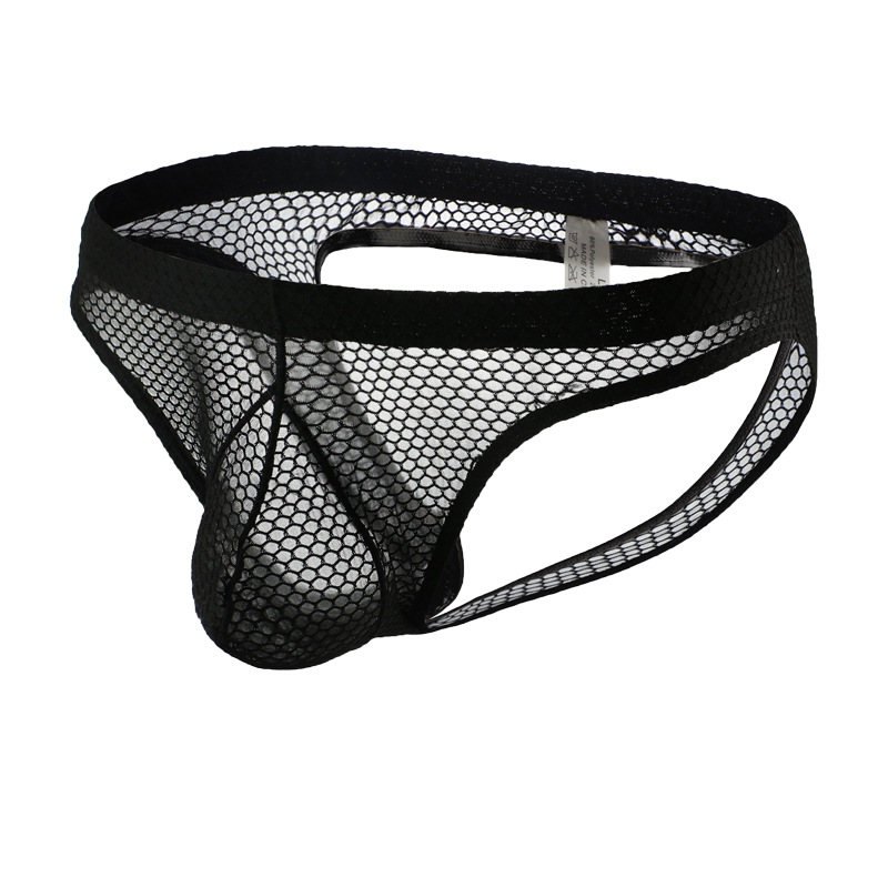 Black gay man mesh open butt underwear