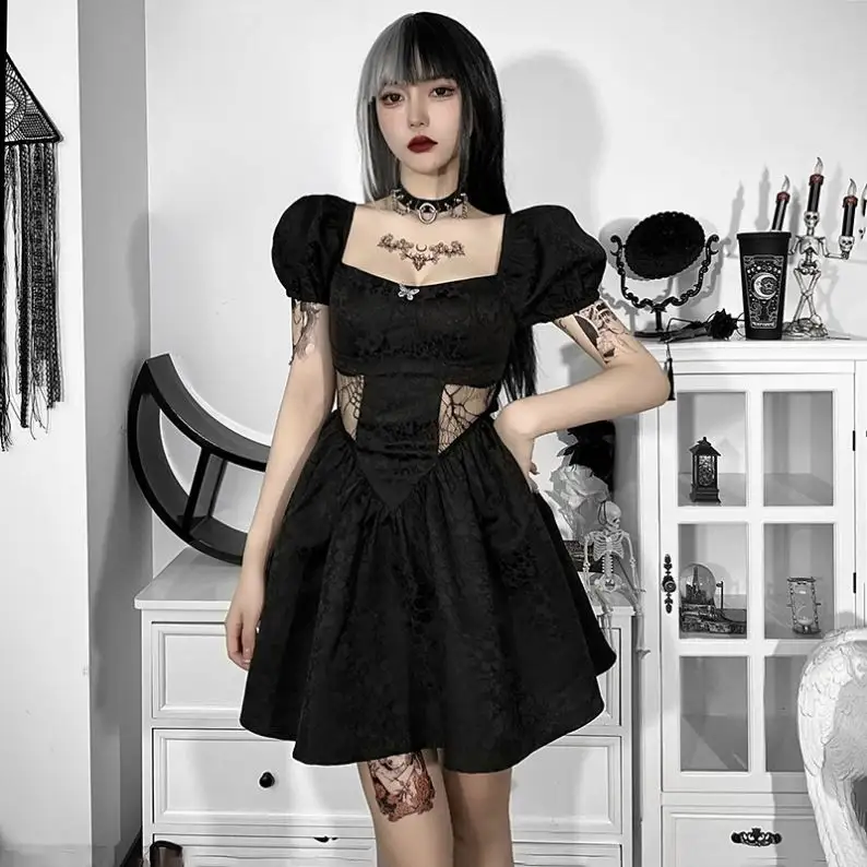 Roupas de logotipo personalizada, roupas femininas góticas punk vestido gótico