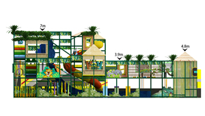 Jungle Adventure Trampoline Park with <strong>Treehouse</strong> <strong>Slide</strong> &amp; Animal Prints Commercial Indoor Playground for Kids