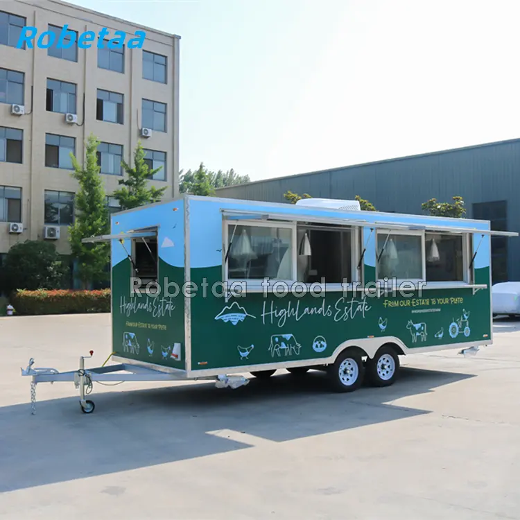 Robetaa China remolques de comida totalmente equipado camión de comida móvil hot dog carrito de comida con parrilla para la venta