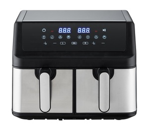 Freidora de aire electrónica de 9L, Cubo Doble, diseño cuadrado de plástico, energía eléctrica, protección contra sobrecalentamiento Digital, pantalla LCD, uso doméstico - Product Image 4