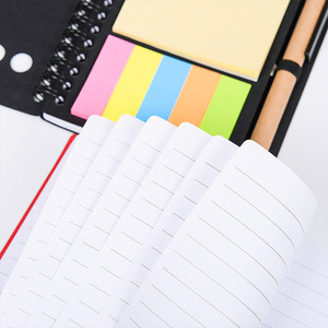 Cuaderno en espiral con Logo personalizado, Bloc de notas con cubierta de papel Kraft, notas adhesivas y bolígrafo ecológico