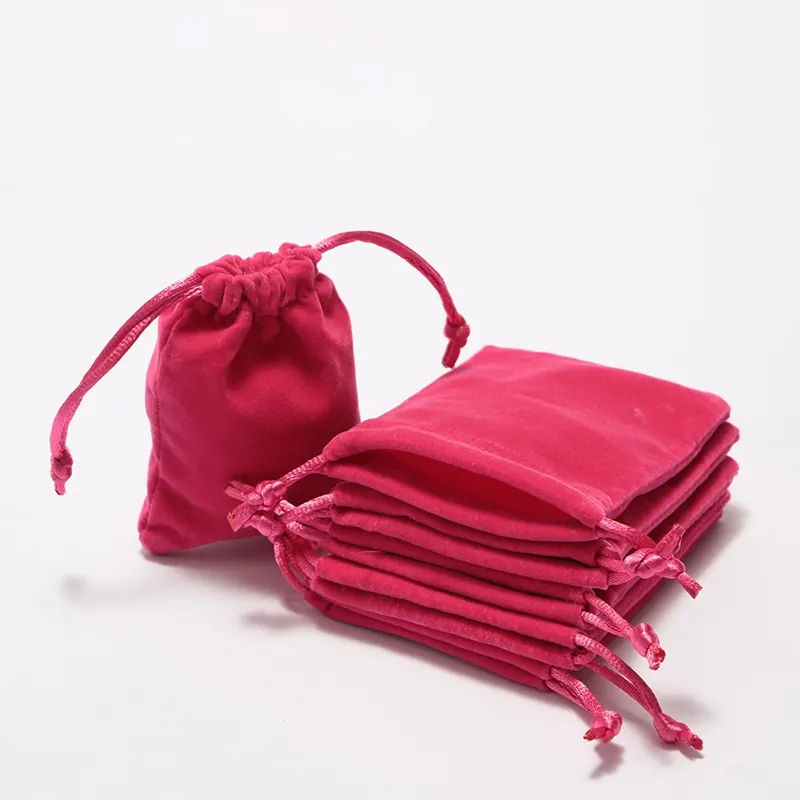 कस्टम लाल पारिस्थितिक मखमल थैली बैग के साथ आभूषण पैकेजिंग गहने थैली लोगो