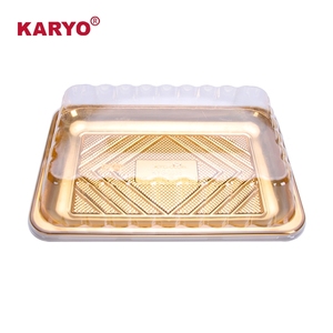 Karyo 0038b Tùy Chỉnh Take-Away Container Tráng Miệng Bánh Mì Bao Bì Nhựa Hộp Thực Phẩm Muffin Dùng Một Lần Khay Vàng Với Nắp Rõ Ràng - Product Image 1