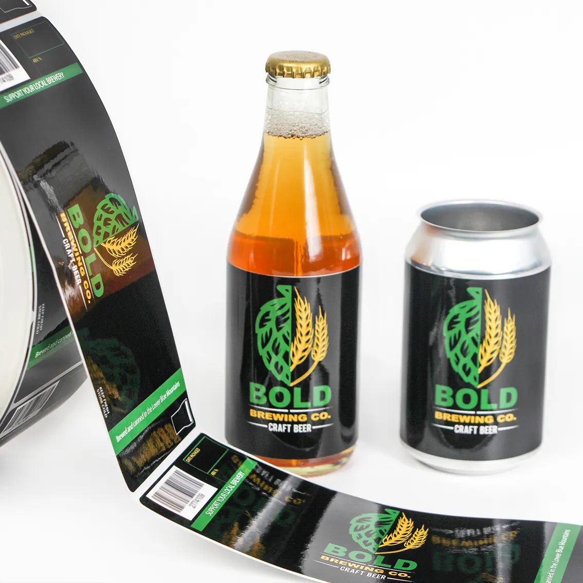 Adesivo personalizzato impermeabile 330ml birra artigianale bottiglia di vetro/lattina/barattolo di stampa personalizzata etichetta per bevande ad acqua