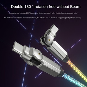 60W RGB Cáp chơi game cho IOS thiết bị 180 ° xoay Type-C/L Cyber LED thở nhẹ sạc nhanh bền nylon bện xe - Product Image 3