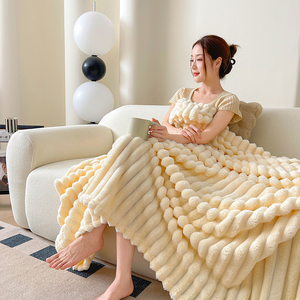 Оптовая продажа: Индивидуальный заказ – Мягкий, теплый, толстый вязаный плед из флиса с начесом под кроличий мех и полиэфирное волокно для всесезонного комфорта - Product Image 5