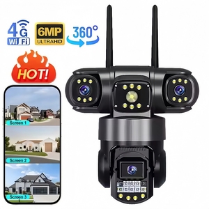 V380 per interni 3 obiettivi Wifi Smart Net telecamera di sicurezza 360 gradi V380 Cctv Wireless Wifi Ip 4G Sim Card telecamera di sorveglianza all'aperto - Product Image 1