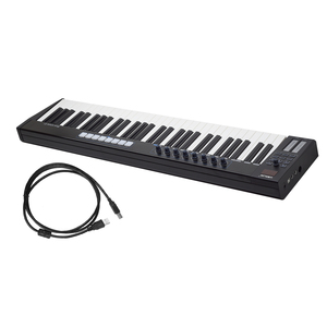 WORLDE Ballena Azul 61 teclado controlador MIDI USB portátil 61 teclas semipesadas 8 almohadillas retroiluminadas RGB pantalla LED con USB
