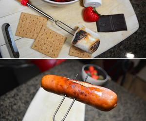 Tùy Chỉnh Bộ Marshmallow Rang Gậy Kính Thiên Văn SMores Thịt Nướng BBQ Stick Hot Dog Ngã Ba Với Tay Cầm Bằng Gỗ 31Inch - Product Image 6