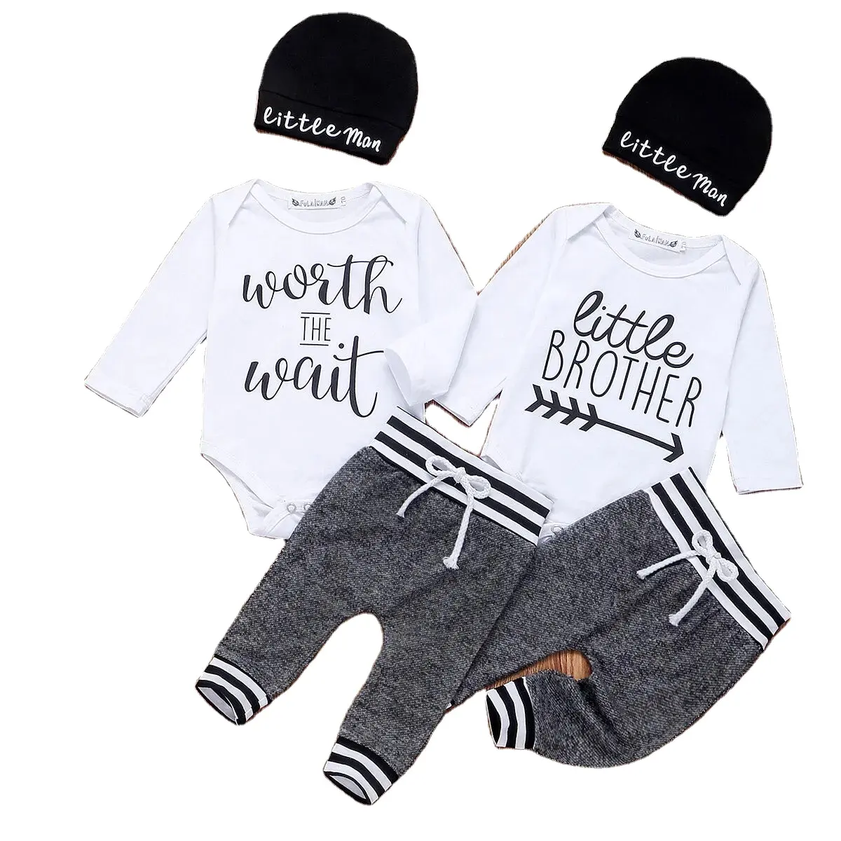0-18Months Newborn Infant Boy Clothes Cotton Sets Long Sleeve Romper Pant Hats Outfit 3Pcs Baby Warm Clothing