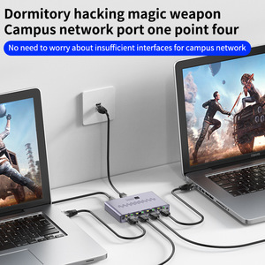 Divisor de cable de red Gigabit de uno a cuatro con función POE Extensión de interruptor de red RJ45 para acceso simultáneo a Internet