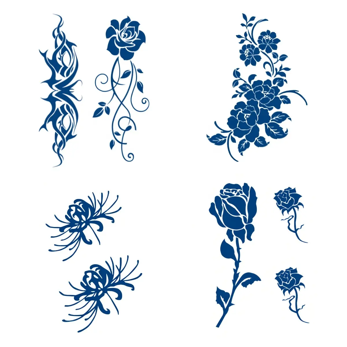 Pegatinas de tatuaje semipermanente, tatuajes temporales con diseños de flores, muestras gratis