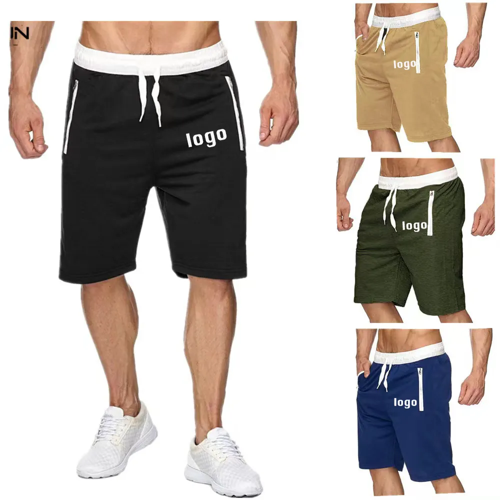 Custom Logo Herren Fitness Gym Lauf-und Trainings shorts mit Reiß verschluss taschen Workout Sweat Sport Shorts für Herren Jungen shorts