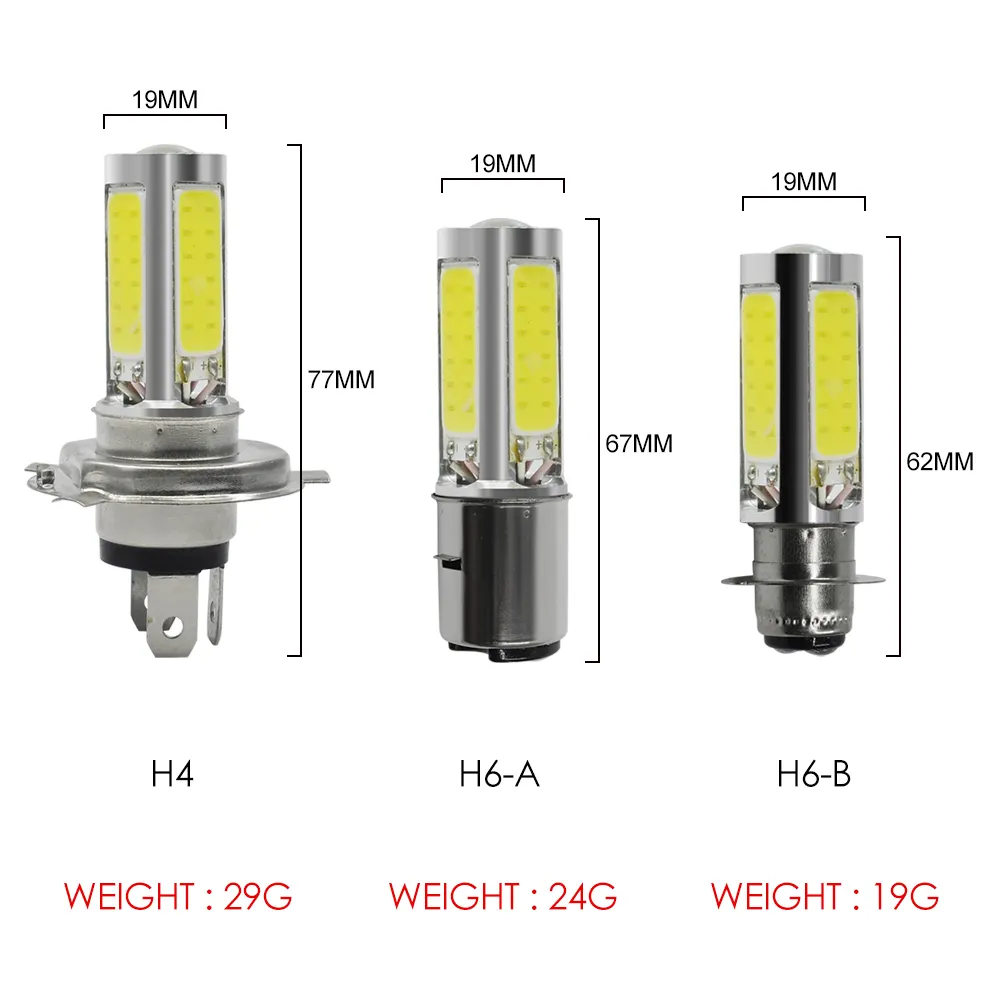 H4/H6 LED 슈퍼 밝은 흰색 5 사이드 Led COB 5SMD 교체 전구 자동차 안개 조명 낮 실행 조명 DRL 램프 액세서리