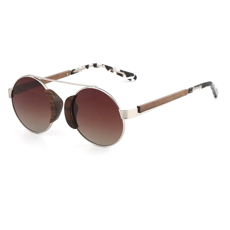 Premium Shades Glasses Engraved Logo Circular Wood Polarized Lenses Sunglasses