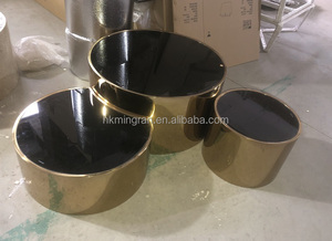 MR <strong>3</strong> Pieces Living Room Coffee <strong>Table</strong> <strong>Set</strong> Stainless Steel High-End Accent <strong>Table</strong> Villa Glass Side <strong>Table</strong> - Product Image 6