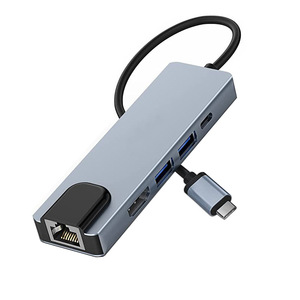 New 5-In-1 <strong>Type</strong>-C Multi-Function Docking Station PD 60W Fast Charging <strong>Computer</strong> Dock RJ45 <strong>Network</strong> 4K HD Port USB Hub - Product Image 1
