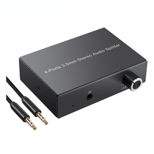 <strong>1</strong> in <strong>4</strong> Out 3.5mm Jack Stereo Audio <strong>Splitter</strong> Switcher <strong>4</strong> Ports 3.5mm Headphone Audio <strong>Switch</strong> Box with Volume Control Knob