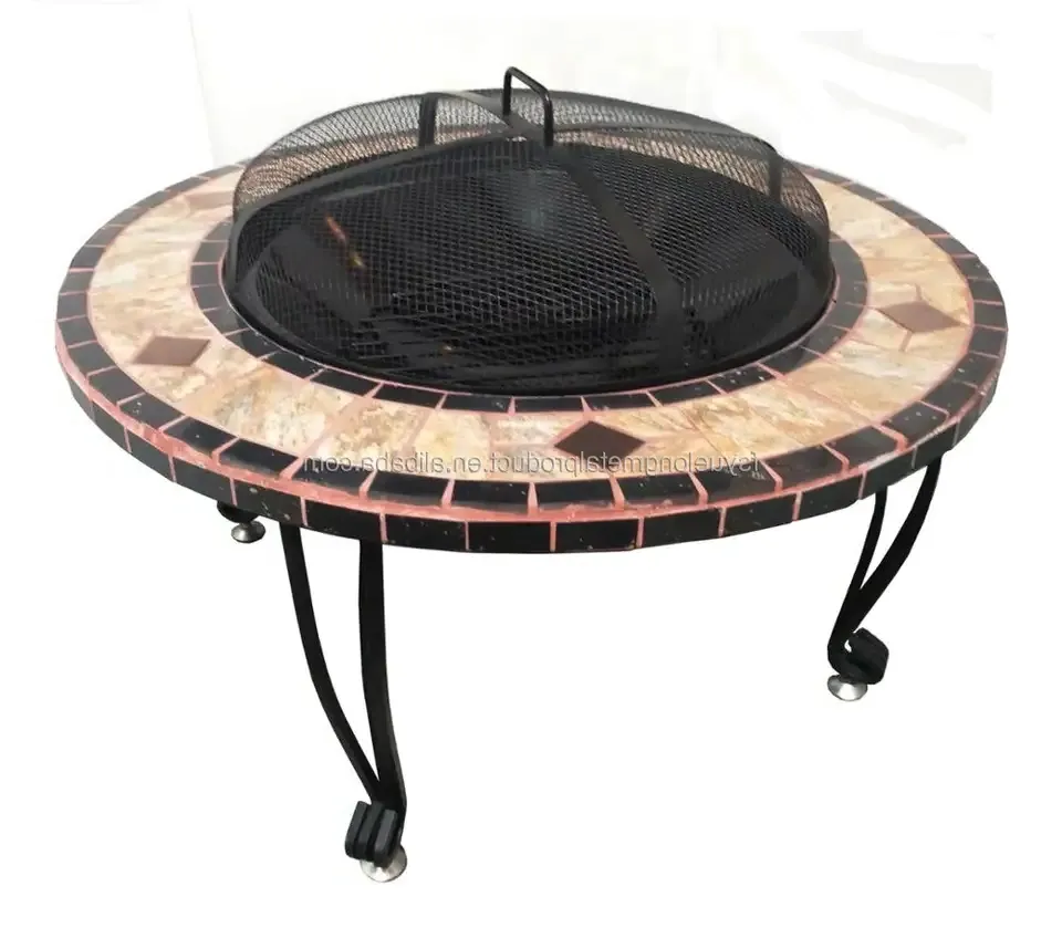Vendita calda grande tavolo rotondo in ceramica riscaldatore a legna con griglia per barbecue tavolo per giardino