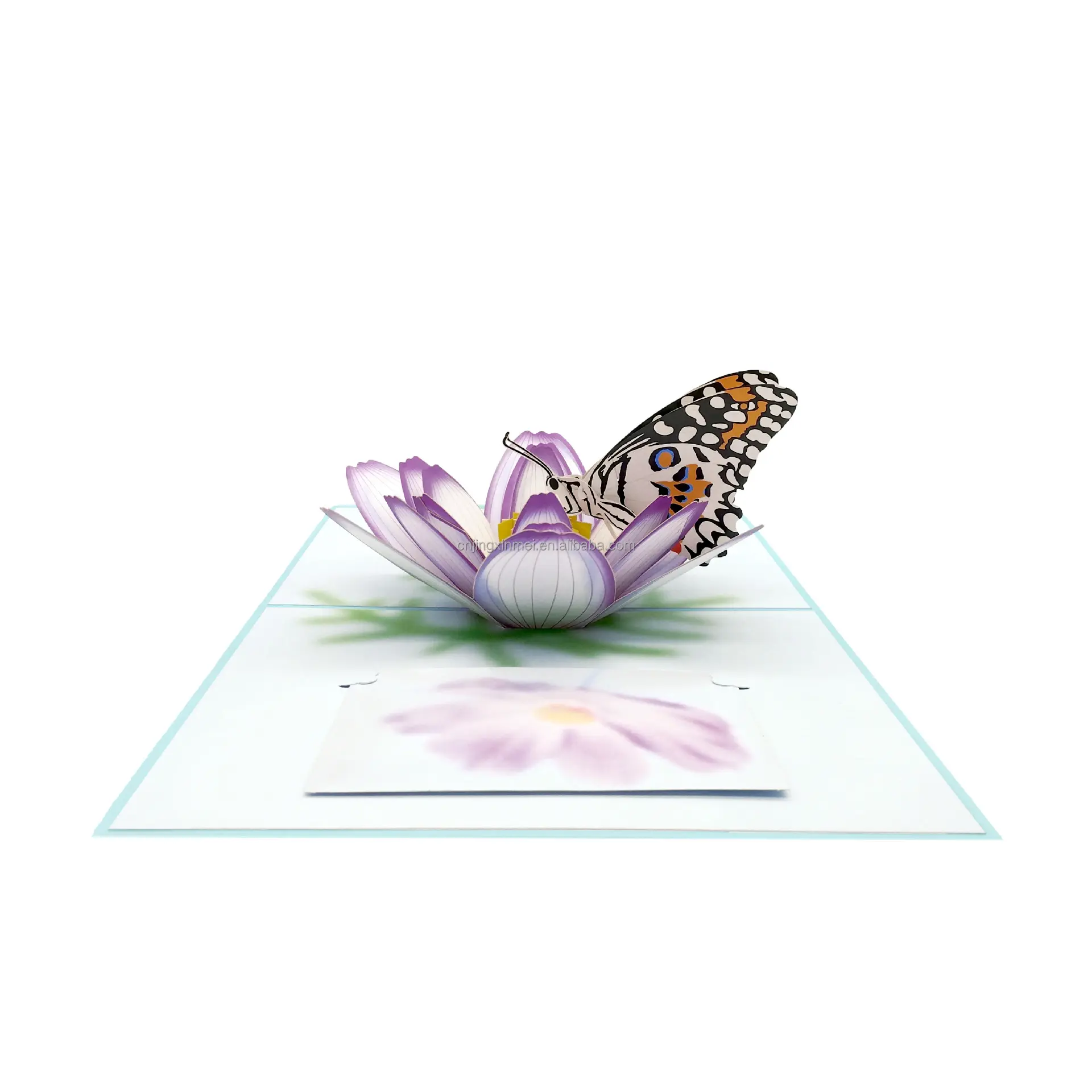 3D-Laserschneidkarte Chrysantheme und Schmetterling mit Umschlag