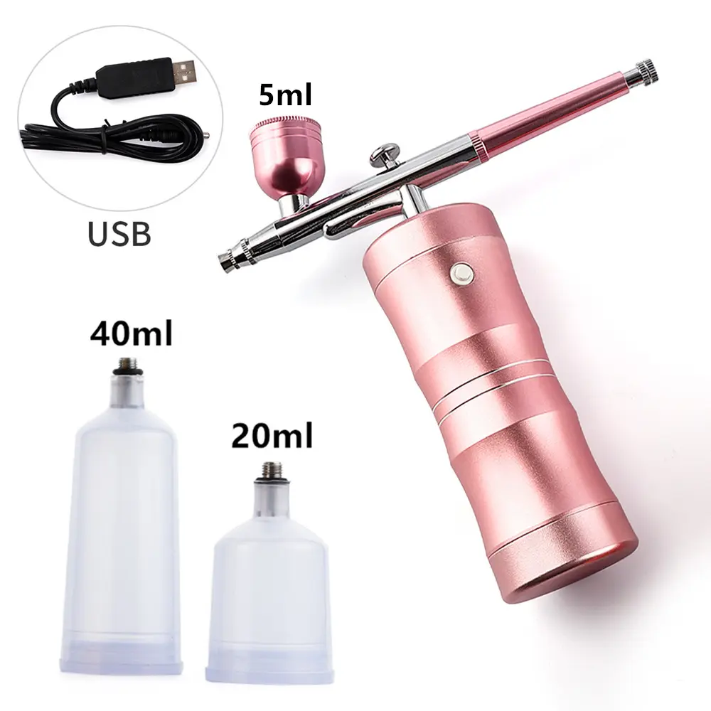 Venda quente Mini Recarga USB sem fio facial Airbrush Maquiagem beleza Tattoo Set Bolo Airbrush Kit Para Unhas com Compressor de Ar