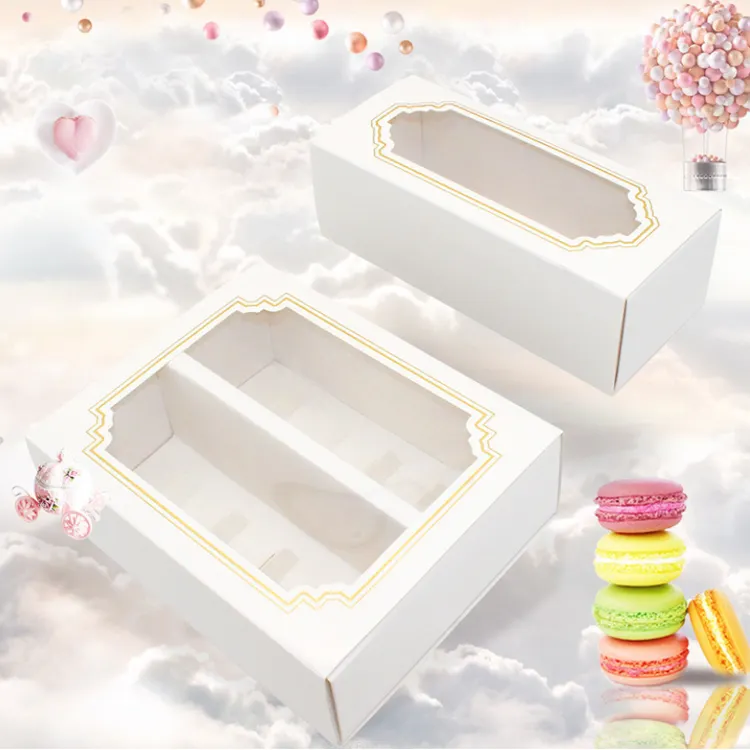 Boîte transparente en PVC pour Macaron, boîte en kraft à ouverture, boîte d'emballage pour biscuits, pâtisserie à faire soi-même, pièces