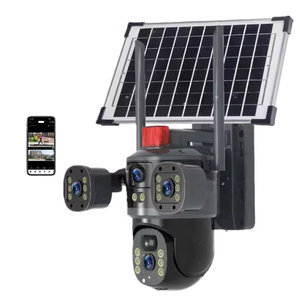 V380 güneş enerjili güvenlik kamerası 4 Lens 3 ekranlar açık güvenlik ağ kamerası 360 derece kablosuz WIFI 4G güneş kamera - Product Image 1