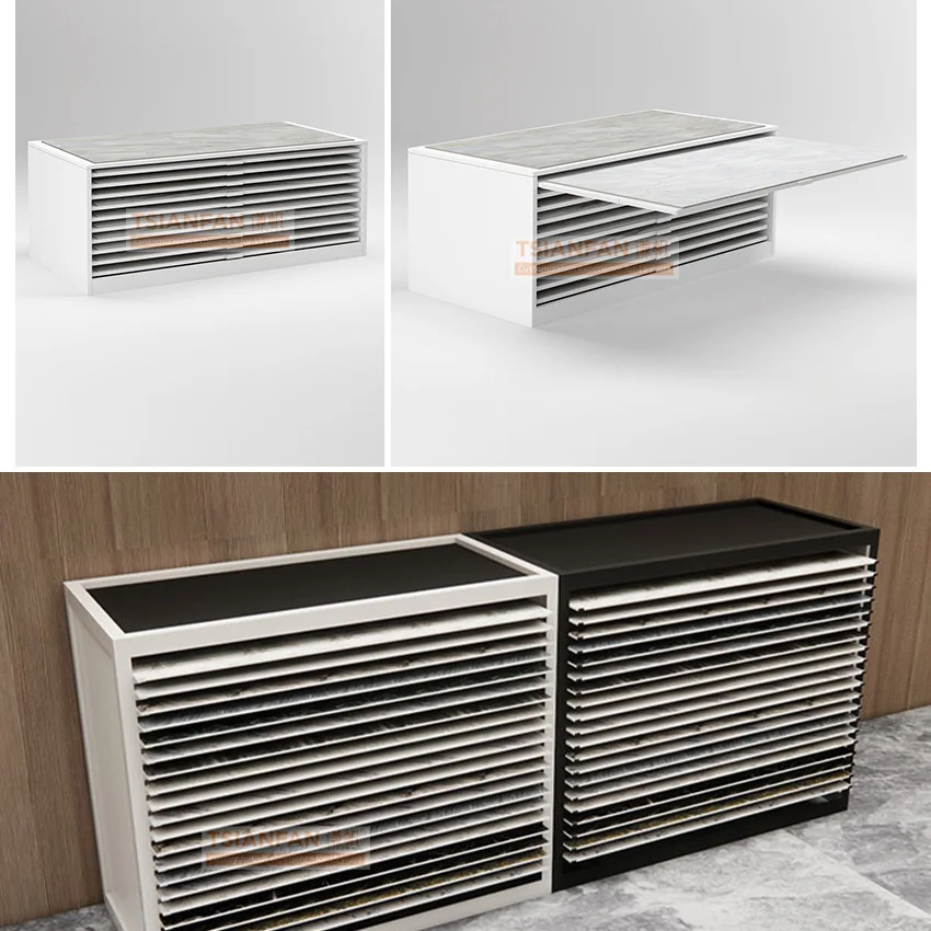 New style push pull boards display frame natural granite artificial stone composite floor large ceramic tile drawer cabinet