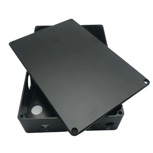 صندوق ألومنيوم للإلكترونيات بحاوية مسحوق أسود طلاء CNC صندوق ألومنيوم للإلكترونيات