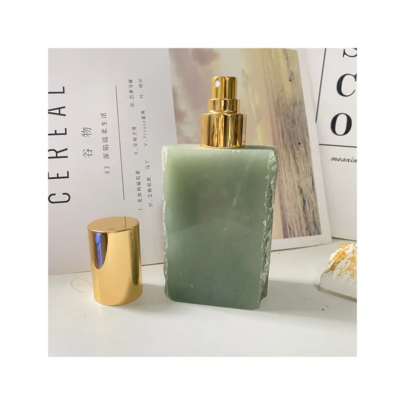 HZ botol parfum batu permata kristal kuarsa mawar asli botol minyak esensial Aventurine hijau botol semprot batu penyembuhan