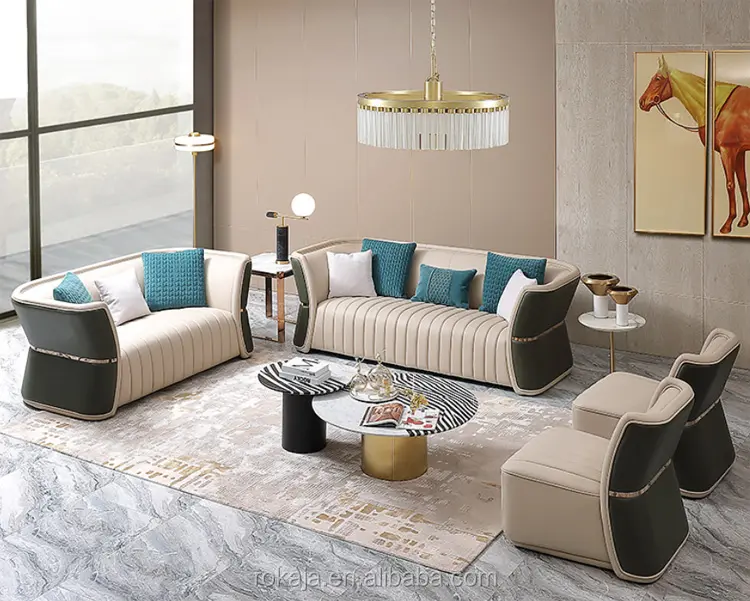 Lista de Fabricantes de Móveis Conjunto de Sofá moderno Italiano Elegante Conjunto Conjuntos de Casa de Luxo Sala de estar Sofás Sofá De Couro Verde