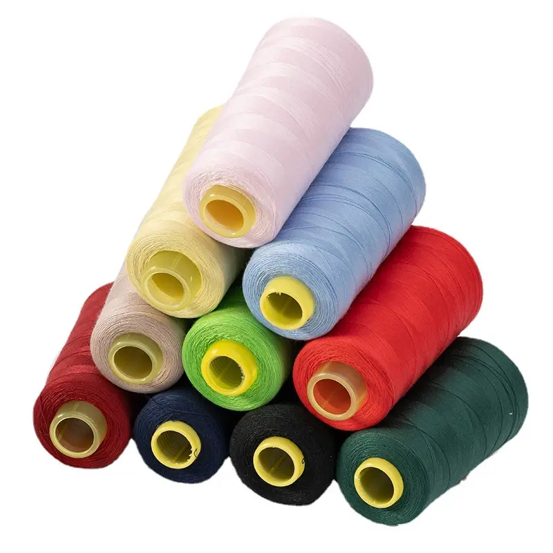 Fil à coudre en Polyester, 40/2 100% yds, 7 couleurs, vente en gros, fournitures d'usine