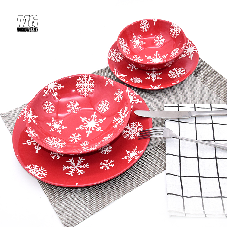 Christmas Stoneware Porcelain dishes Sets New Arrived dishes Sets Classic Style Croctery ceramic dinner plates set of 6