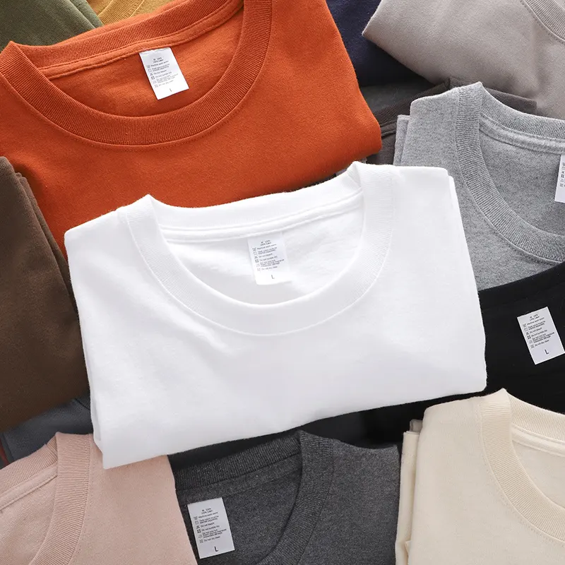 Commercio all'ingrosso personalizzato il tuo Logo del marchio 100% cotone T-Shirt da uomo in bianco T-Shirt da uomo Casual in tinta unita