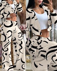 Kadınlar için bahar sonbahar rahat kıyafetler iki parçalı pantolon seti bayanlar rahat Streetwear