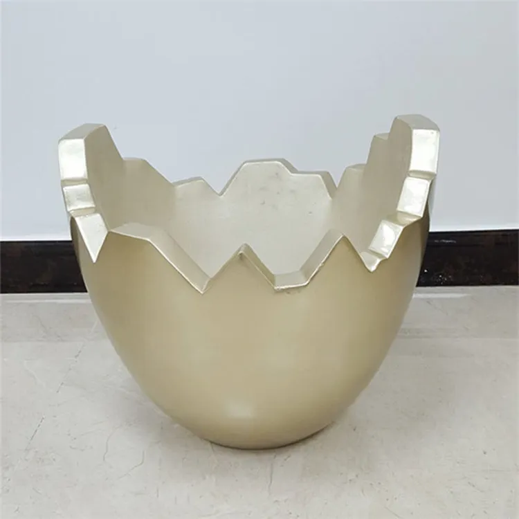 Neueste Großhandel zeitgenössische Software Fiberglas unregelmäßige Dekor Schüssel Gold Vase