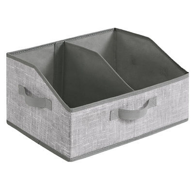 foldable compartment storage box-gray stripes
