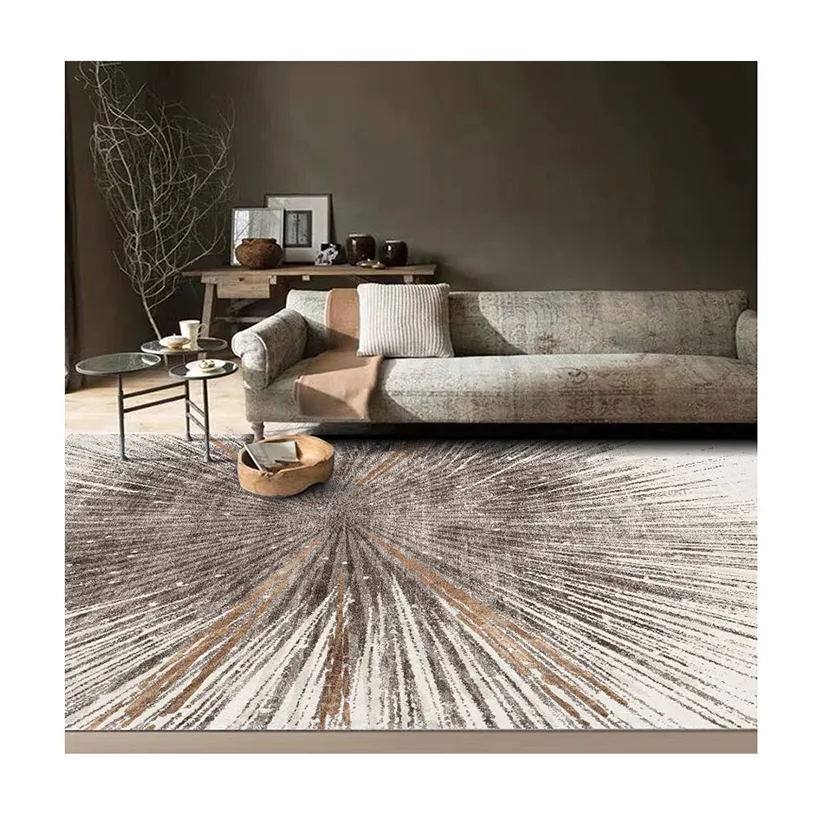 도매 터키 기계 만든 가정 장식 럭셔리 현대 회색 황금 인쇄 대형 거실 지역 양탄자 카펫