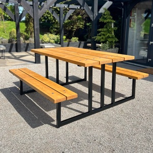 Nhà Máy Bán Buôn Ngoài Trời Dã Ngoại Bảng PS Gỗ Kim Loại Ăn Cho Nhà Hàng Bảng Và Ghế Bên Ngoài Patio Bảng Và Băng Ghế Dự Bị Thiết Lập - Product Image 6