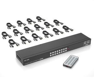 4K HDMI KVM交换机16端口 + 电缆，MT-VIKI机架式USB HDMI KVM切换器控制台16x1 4K 30Hz，适用于1U机架 - Product Image 1