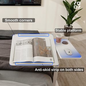 SCUQI Adjustable 27'-40&quot; Height Pneumatic Overbed <strong>Table</strong> with Split Top Tilting Bedside Tray <strong>Rolling</strong> Laptop <strong>Computer</strong> Desk - Product Image 4