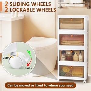 Contenitori di stoccaggio in plastica impilabili a 4 livelli con coperchi e ruote-organizer per armadi da 23qt e contenitori pieghevoli