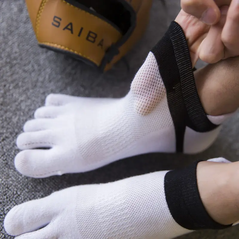 Meias esportivas unissex com 5 dedos, meias de cano baixo, feito sob encomenda, para corrida